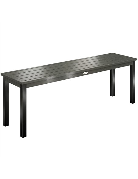 Outsunny 2 Seater Garden Bench, Outdoor Bench Loveseat with Wood-Effect Slatted Seat and Steel Frame for Patio, Park, Grey - pic 180293 | FastDaddyshop