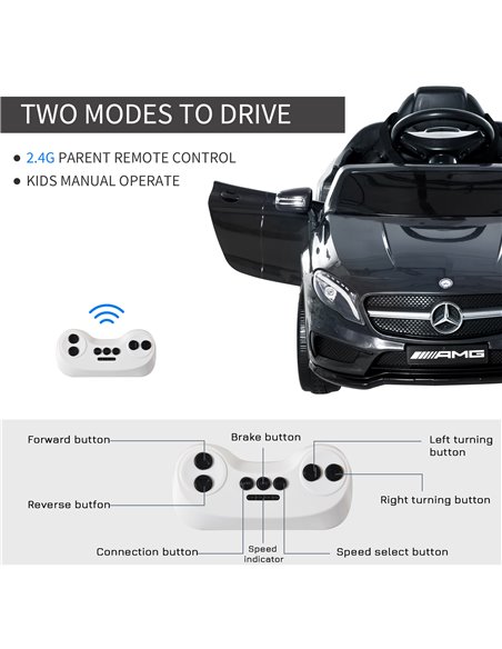 HOMCOM 3+ Kids Electric Car Mercedes Benz GLA Licensed 6V with Headlight, Music, Remote, Black - pic 18030 | FastDaddyshop