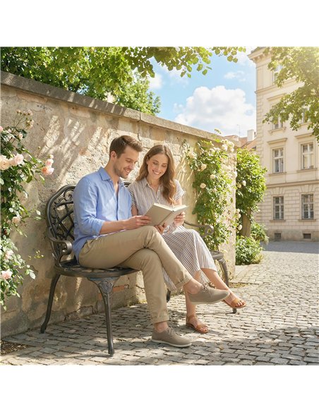 Outsunny Cast Aluminium Garden Bench - Bronze Tone - pic 180303 | FastDaddyshop