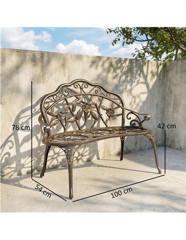 Outsunny Cast Aluminium Garden Bench - Bronze Tone