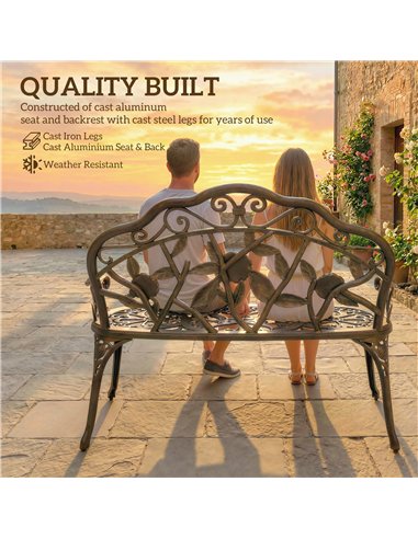 Outsunny Cast Aluminium Garden Bench - Bronze Tone