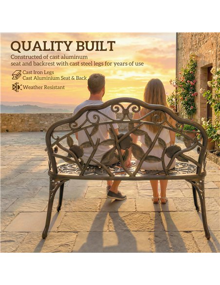 Outsunny Cast Aluminium Garden Bench - Bronze Tone - pic 180305 | FastDaddyshop