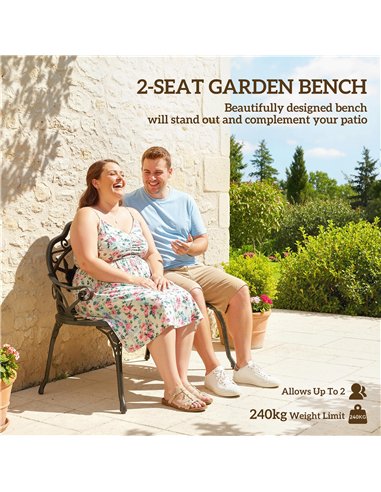 Outsunny Cast Aluminium Garden Bench - Bronze Tone
