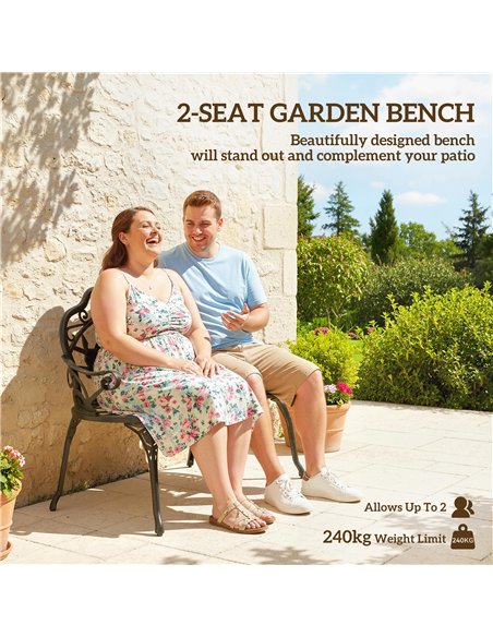 Outsunny Cast Aluminium Garden Bench - Bronze Tone - pic 180307 | FastDaddyshop