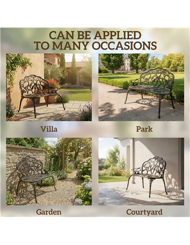 Outsunny Cast Aluminium Garden Bench - Bronze Tone