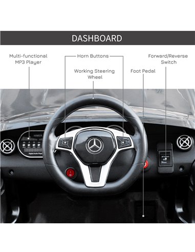 HOMCOM 3+ Kids Electric Car Mercedes Benz GLA Licensed 6V with Headlight, Music, Remote, Black