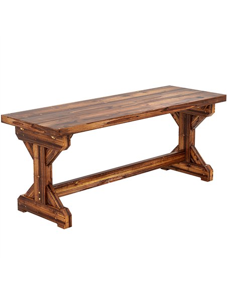 Outsunny Rustic Wooden Garden Bench, Backless Outdoor Bench Patio Loveseat with X-Shape Base for Porch, Park, Carbonised Finish - pic 180320 | FastDaddyshop