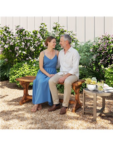 Outsunny Rustic Wooden Garden Bench, Backless Outdoor Bench Patio Loveseat with X-Shape Base for Porch, Park, Carbonised Finish