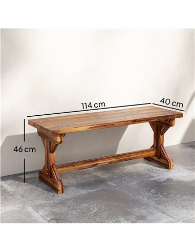 Outsunny Rustic Wooden Garden Bench, Backless Outdoor Bench Patio Loveseat with X-Shape Base for Porch, Park, Carbonised Finish