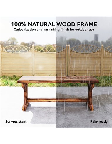 Outsunny Rustic Wooden Garden Bench, Backless Outdoor Bench Patio Loveseat with X-Shape Base for Porch, Park, Carbonised Finish