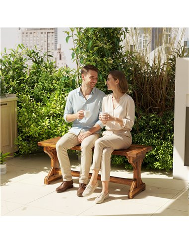Outsunny Rustic Wooden Garden Bench, Backless Outdoor Bench Patio Loveseat with X-Shape Base for Porch, Park, Carbonised Finish