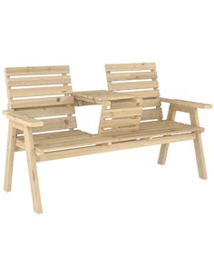 Outsunny Fir Wood Convertible 2 to 3 Seater Outdoor Garden Bench, Natural Wood Finish