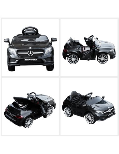 HOMCOM 3+ Kids Electric Car Mercedes Benz GLA Licensed 6V with Headlight, Music, Remote, Black