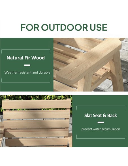 Outsunny Fir Wood Convertible 2 to 3 Seater Outdoor Garden Bench, Natural Wood Finish - pic 180342 | FastDaddyshop
