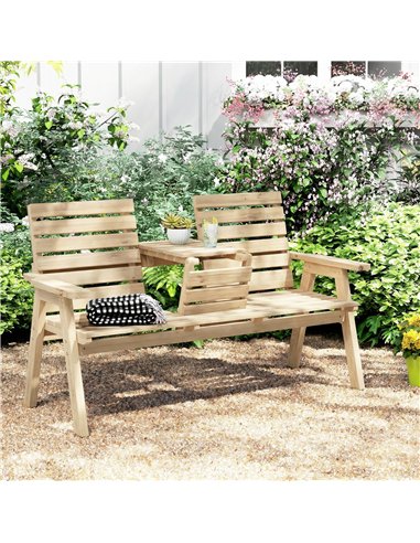 Outsunny Fir Wood Convertible 2 to 3 Seater Outdoor Garden Bench, Natural Wood Finish