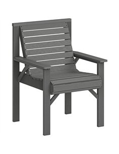 Outsunny Wooden Garden Dining Chair, Outdoor Chair Garden Armchair with Curved Seat and Wide Armrests, Grey Embossed Finish