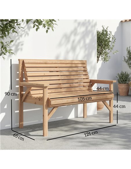 Outsunny 2 Seater Wooden Garden Bench, Slatted Patio Bench with Armrest and Backrest, Outdoor Furniture for Indoor, Balcony - pic 180358 | FastDaddyshop