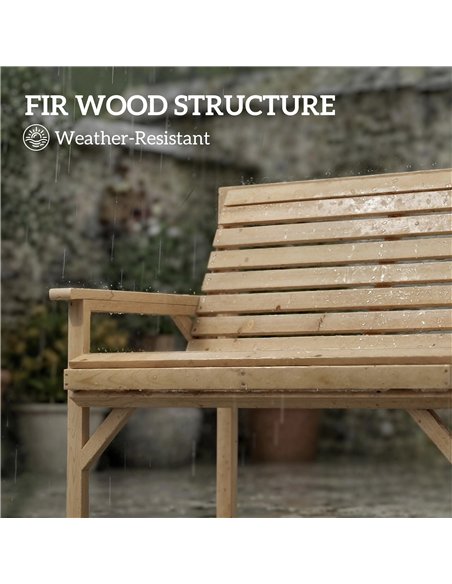 Outsunny 2 Seater Wooden Garden Bench, Slatted Patio Bench with Armrest and Backrest, Outdoor Furniture for Indoor, Balcony - pic 180360 | FastDaddyshop