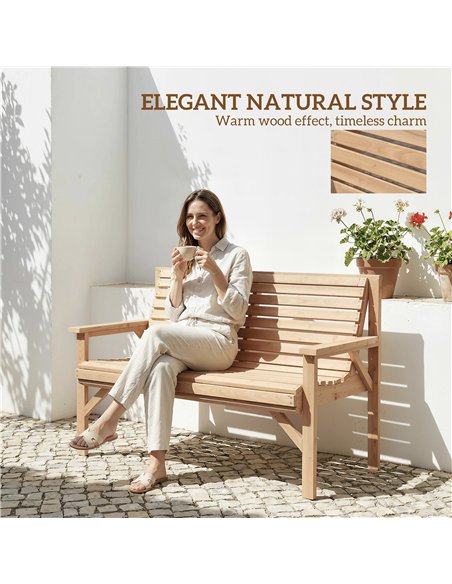 Outsunny 2 Seater Wooden Garden Bench, Slatted Patio Bench with Armrest and Backrest, Outdoor Furniture for Indoor, Balcony - pic 180362 | FastDaddyshop