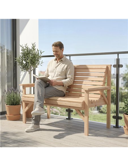 Outsunny 2 Seater Wooden Garden Bench, Slatted Patio Bench with Armrest and Backrest, Outdoor Furniture for Indoor, Balcony - pic 180364 | FastDaddyshop