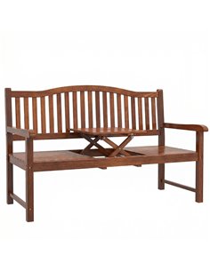 Outsunny Garden Loveseat Bench, 2-3 Seater Outdoor Bench with Liftable Table and Waterproof Cover, Light Brown