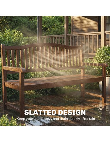 Outsunny Garden Loveseat Bench, 2-3 Seater Outdoor Bench with Liftable Table and Waterproof Cover, Light Brown