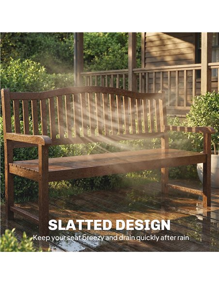 Outsunny Garden Loveseat Bench, 2-3 Seater Outdoor Bench with Liftable Table and Waterproof Cover, Light Brown - pic 180372 | FastDaddyshop