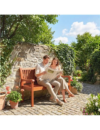 Outsunny Garden Bench 2 Seater, Wooden Outdoor Bench with Waterproof Cover, Garden Seat with Ergonomic Backrest