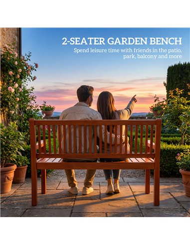 Outsunny Garden Bench 2 Seater, Wooden Outdoor Bench with Waterproof Cover, Garden Seat with Ergonomic Backrest