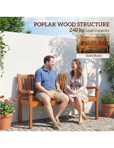 Outsunny Garden Bench 2 Seater, Wooden Outdoor Bench with Waterproof Cover, Garden Seat with Ergonomic Backrest - pic 180379 | FastDaddyshop