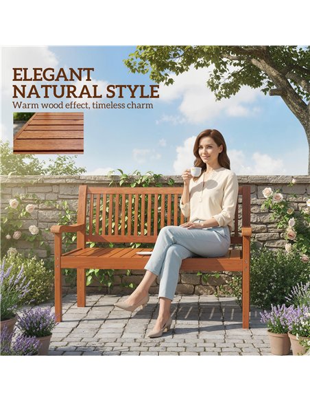 Outsunny Garden Bench 2 Seater, Wooden Outdoor Bench with Waterproof Cover, Garden Seat with Ergonomic Backrest - pic 180381 | FastDaddyshop