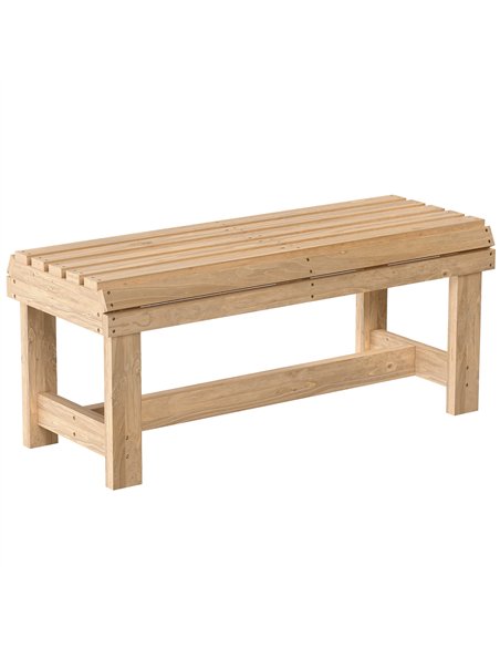 Outsunny Wooden Outdoor Bench, 2 Seater Garden Bench, Backless Patio Bench with Slatted Curved Seat, Natural Wood Finish - pic 180383 | FastDaddyshop