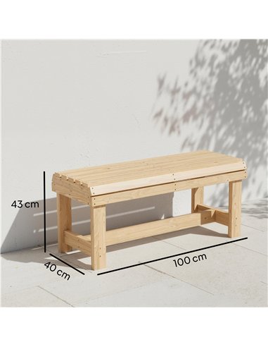 Outsunny Wooden Outdoor Bench, 2 Seater Garden Bench, Backless Patio Bench with Slatted Curved Seat, Natural Wood Finish