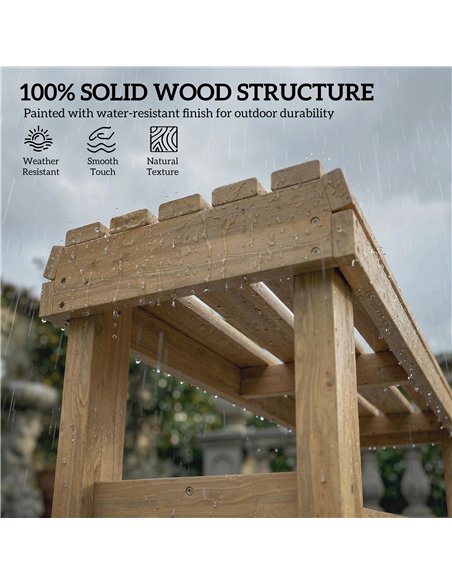 Outsunny Wooden Outdoor Bench, 2 Seater Garden Bench, Backless Patio Bench with Slatted Curved Seat, Natural Wood Finish - pic 180386 | FastDaddyshop