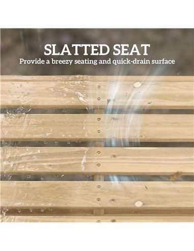 Outsunny Wooden Outdoor Bench, 2 Seater Garden Bench, Backless Patio Bench with Slatted Curved Seat, Natural Wood Finish