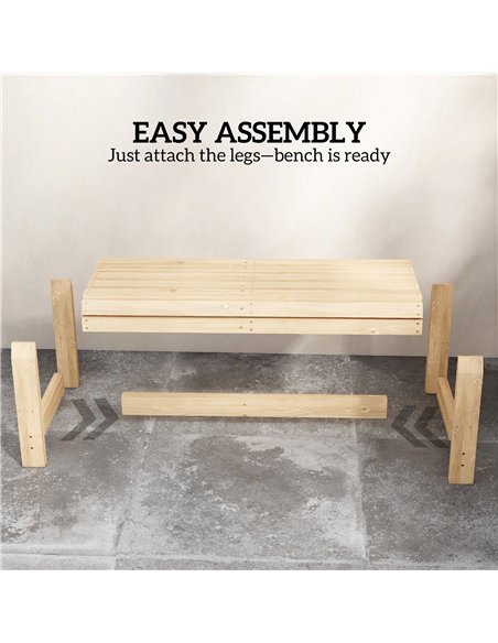Outsunny Wooden Outdoor Bench, 2 Seater Garden Bench, Backless Patio Bench with Slatted Curved Seat, Natural Wood Finish - pic 180389 | FastDaddyshop