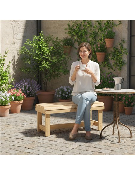 Outsunny Wooden Outdoor Bench, 2 Seater Garden Bench, Backless Patio Bench with Slatted Curved Seat, Natural Wood Finish - pic 180391 | FastDaddyshop