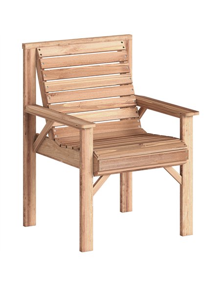Outsunny Wooden Garden Dining Chair, Outdoor Chair Garden Armchair with Curved Seat and Wide Armrests, Natural Wood Finish - pic 180392 | FastDaddyshop