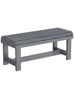 Outsunny Wooden Outdoor Bench, 2 Seater Garden Bench, Backless Patio Bench with Slatted Curved Seat, Grey Embossed Finish