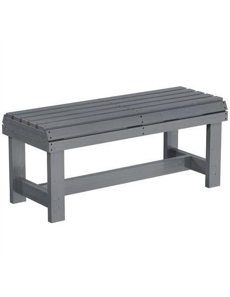 Outsunny Wooden Outdoor Bench, 2 Seater Garden Bench, Backless Patio Bench with Slatted Curved Seat, Grey Embossed Finish - pic 180401 | FastDaddyshop