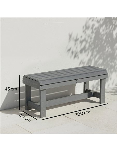 Outsunny Wooden Outdoor Bench, 2 Seater Garden Bench, Backless Patio Bench with Slatted Curved Seat, Grey Embossed Finish - pic 180403 | FastDaddyshop