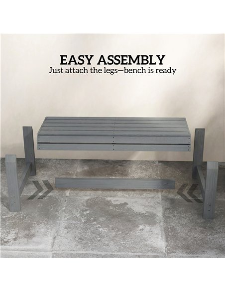 Outsunny Wooden Outdoor Bench, 2 Seater Garden Bench, Backless Patio Bench with Slatted Curved Seat, Grey Embossed Finish - pic 180407 | FastDaddyshop