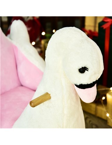 HOMCOM 18m+ Swan Rocking Horse Kids Wooden Ride On Plush Toy with Music