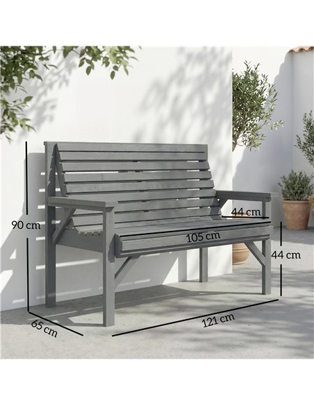 Outsunny 2 Seater Wooden Garden Bench, Slatted Patio Bench with Armrest and Backrest, Outdoor Furniture for Indoor, Balcony - pic 180412 | FastDaddyshop