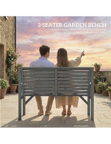 Outsunny 2 Seater Wooden Garden Bench, Slatted Patio Bench with Armrest and Backrest, Outdoor Furniture for Indoor, Balcony