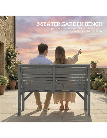 Outsunny 2 Seater Wooden Garden Bench, Slatted Patio Bench with Armrest and Backrest, Outdoor Furniture for Indoor, Balcony - pic 180413 | FastDaddyshop