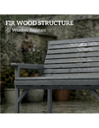 Outsunny 2 Seater Wooden Garden Bench, Slatted Patio Bench with Armrest and Backrest, Outdoor Furniture for Indoor, Balcony
