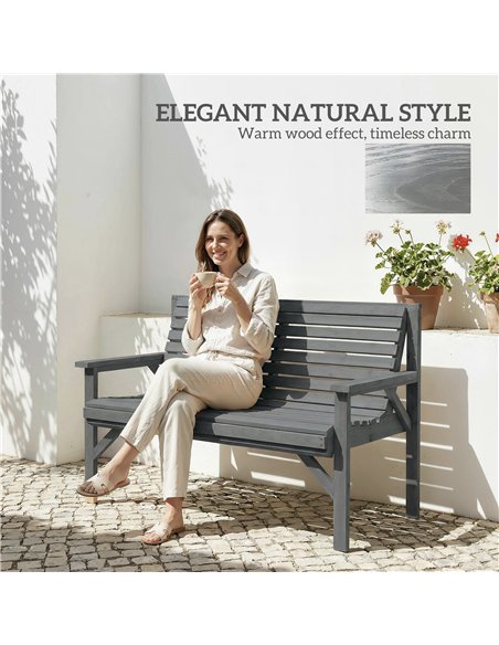 Outsunny 2 Seater Wooden Garden Bench, Slatted Patio Bench with Armrest and Backrest, Outdoor Furniture for Indoor, Balcony - pic 180416 | FastDaddyshop