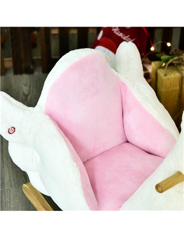 HOMCOM 18m+ Swan Rocking Horse Kids Wooden Ride On Plush Toy with Music