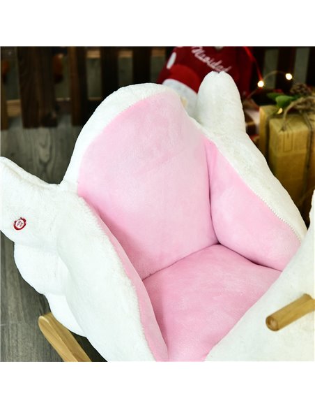 HOMCOM 18m+ Swan Rocking Horse Kids Wooden Ride On Plush Toy with Music - pic 18042 | FastDaddyshop